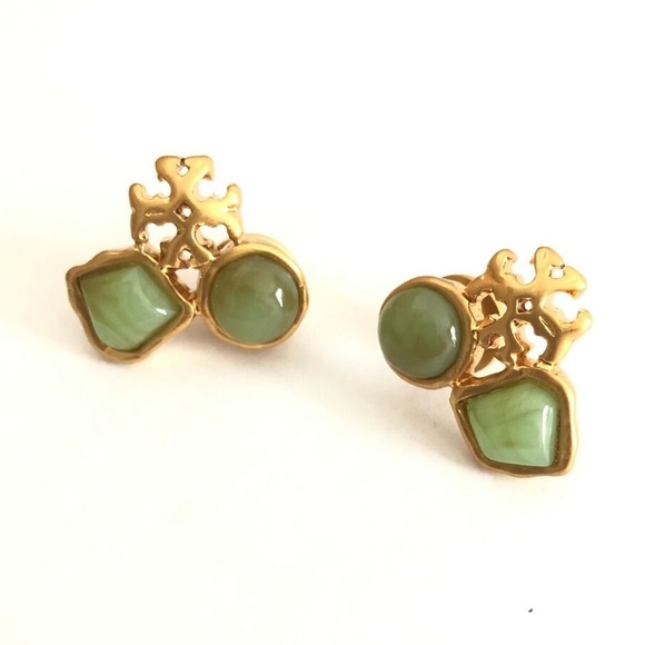NWT Tory Burch Roxanne Cluster Stud Earring Color Mint - Picture 2 of 10